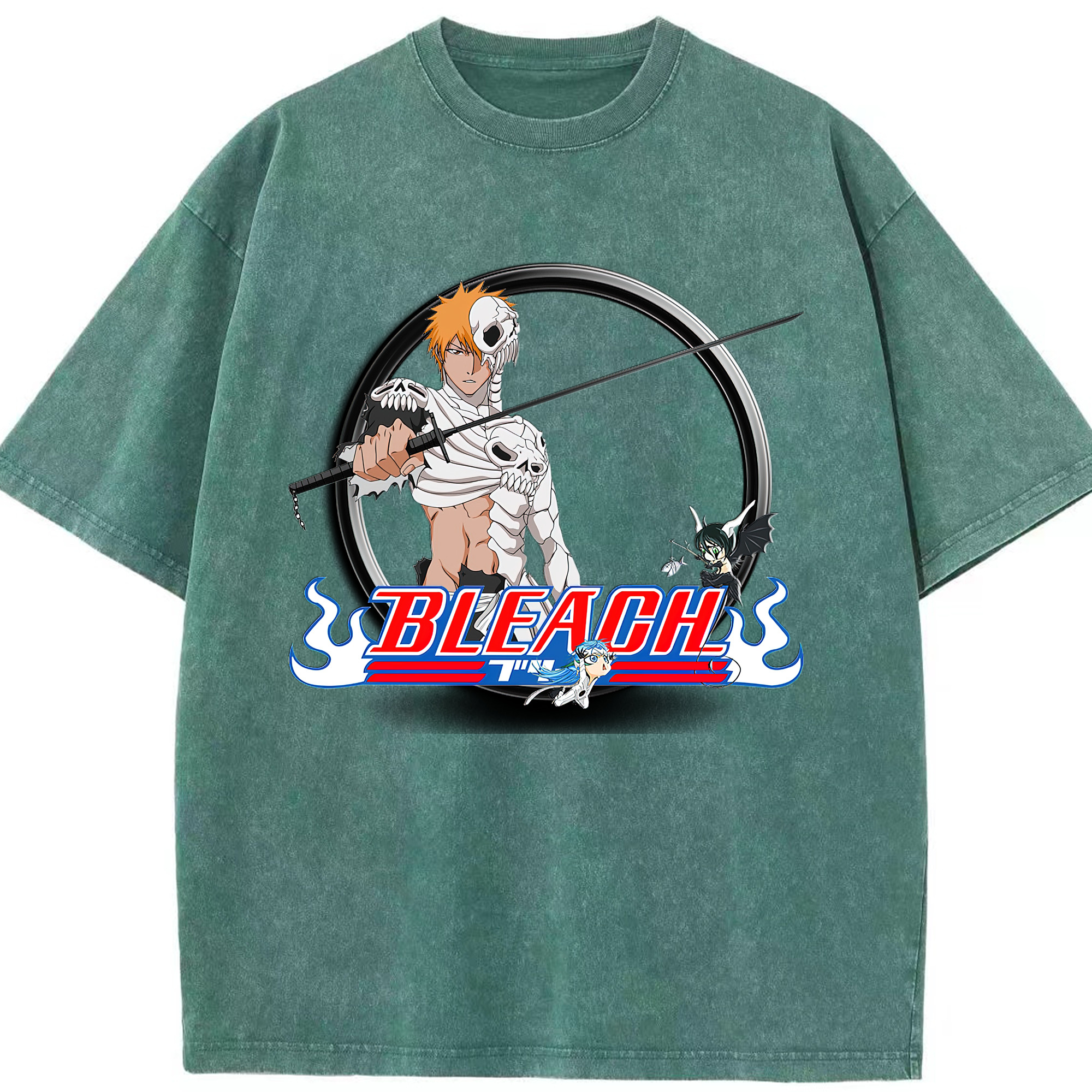 （画像用） ブリーチ 黒崎一護（くろさき いちご）BLEACH Kurosaki Ichigo 綿100% ヴィンテージ風 半袖Tシャツ（フロントプリント）